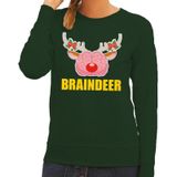 Foute kersttrui / sweater braindeer groen voor dames - Kersttruien