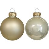 Othmar Decorations kerstballen 16x - licht champagne -glas - 8 cm