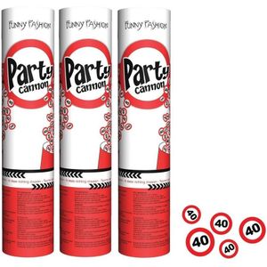 3x stuks confetti shooters/poppers 40 jaar feestartikelen versiering