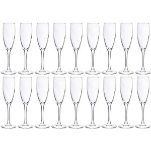 18x Champagneglazen/flutes 190 ml - 19 cl - Champagne glazen - Champagne drinken - Champagneglazen van glas