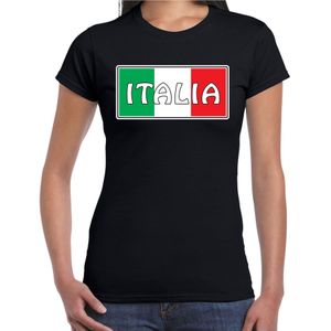 Italie / Italia landen t-shirt zwart dames -  Italie landen shirt / kleding - EK / WK / Olympische spelen outfit