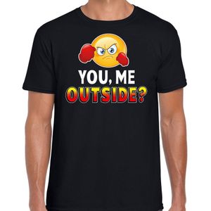 Funny emoticon t-shirt You me outside zwart voor heren - Fun / cadeau shirt
