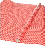5x rollen Inpakpapier/cadeaupapier rood/roze golfjes motief 200 x 70 cm - Cadeauverpakking kadopapier