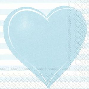 40x Blauwe 3-laags servetten hartje 33 x 33 cm - Baby/jongen thema