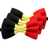 3x Zwart/geel/rood verkleed vlinderstrikjes 12 cm voor dames/heren - Belgie thema verkleedaccessoires/feestartikelen - Vlinderstrikken/vlinderdassen met elastieken sluiting