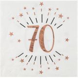 Verjaardag feest servetten leeftijd - 20x - 70 jaar - rose goud - 33 x 33 cm