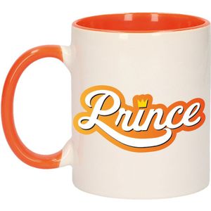 Koningsdag prince beker / mok wit en oranje - 300 ml - oranje bekers