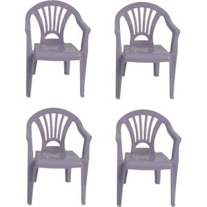 4x Kinderstoelen paars - tuinmeubels- stoelen voor kinderen