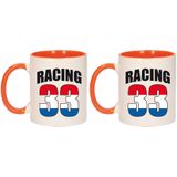 2x stuks racing 33 vlag beker / mok wit en oranje - 300 ml - Formule - Nederland supporter / fan