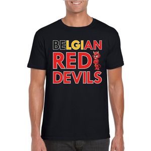 Zwart Belgium red devils supporter shirt heren - Belgie supporter shirt