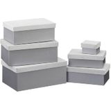 Set van 6x stuks zilveren glitter cadeaudoosjes 7-24 cm rechthoekig - kadodoosjes / cadeauverpakkingen