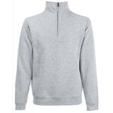 Lichtgrijze fleece sweater/trui met rits kraag voor heren/volwassenen - Katoenen/polyester sweaters/truien