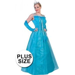 Grote maat blauwe prinsessenjurk voor volwassenen - verkleedkleding / carnavalskleding maat 48/50