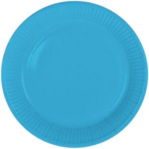 8x stuks party gebak/eet bordjes van papier blauw 23 cm - Uni kleuren thema voor verjaardag of feestje