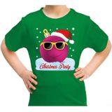 Foute kerst shirt / t-shirt coole roze kerstbal christmas party groen voor kinderen - kerstkleding / christmas outfit