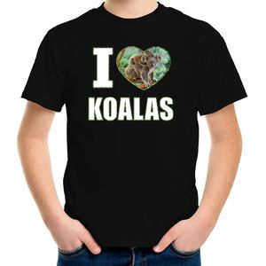 I love koalas t-shirt met dieren foto van een koala zwart voor kinderen - cadeau shirt koalas liefhebber - kinderkleding / kleding