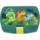 Kunststof broodtrommel/lunchbox Jurassic Park dinosaurus 16 x 11 cm - Stevige lunchtrommel voor naar school