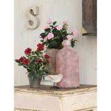 Roze rozen kunstplant 33 cm in pot stan grey - Kunstplanten/nepplanten