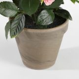 Roze rozen kunstplant 33 cm in pot stan grey - Kunstplanten/nepplanten
