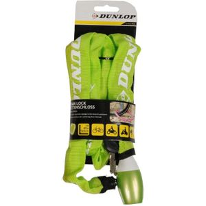 Dunlop Kettingslot - groen - 120 cm - 2 sleutels - fiets/scooter slot
