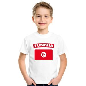 Tunesie t-shirt met Tunesische vlag wit kinderen