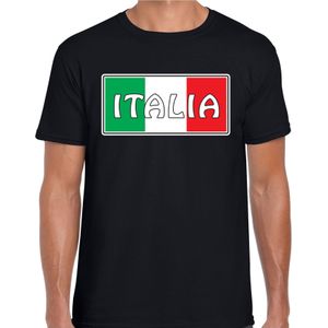 Italie / Italia landen t-shirt zwart heren - Italie landen shirt / kleding - EK / WK / Olympische spelen outfit