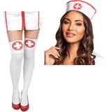 Sexy zuster/verpleegster verkleed set - 2-delig - diadeem/stethoscoop/spuit/kouseband/kousen