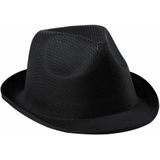 Carnaval verkleed trilby hoedje - zwart - polyester - volwassenen/heren/dames