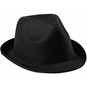 Carnaval verkleed trilby hoedje - zwart - polyester - volwassenen/heren/dames