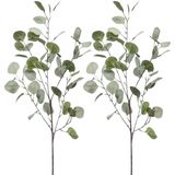 Emerald Kunstbloem Eucalyptus tak - 2x - 87 cm - groen - losse steel - Kunst zijdebloemen