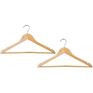 Set van 8x stuks houten kledinghangers 44 x 23 cm - Kledingkast hangers/kleerhangers