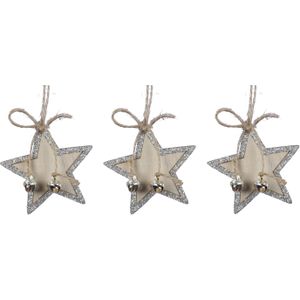 24x stuks houten kersthangers sterren 6 cm kerstornamenten - Houten ornamenten kerstversiering