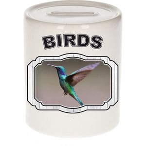 Dieren liefhebber kolibrie vogel vliegend spaarpot  9 cm jongens en meisjes - keramiek - Cadeau spaarpotten vogels liefhebber