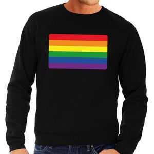Gay pride regenboog vlag sweater zwart -  homo sweater voor heren - gay pride
