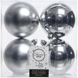 Kerstversiering kunststof kerstballen met glazen piek zilver 6-8-10 cm pakket van 39x stuks - Kerstboomversiering
