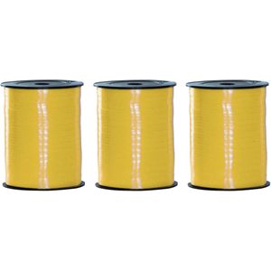 3x rollen geel cadeau sier lint 500 meter x 5 milimeter breed - Feestartikelen en versiering