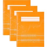 3x stuks A5 schriften / schoolschriften oranje met muzieknoten - 18 bladzijden 23 lijns
