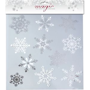 1x stuks velletjes raamstickers sneeuwvlokken 30,5 cm - Raamversiering/raamdecoratie stickers kerstversiering