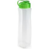 Kunststof waterfles 1000 ml transparant met dop groen - Drink/sport/fitness flessen