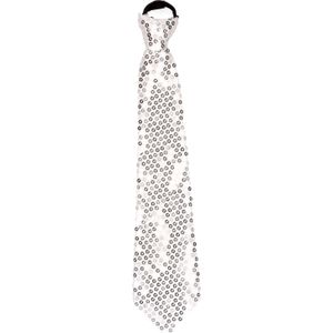 Pailletten stropdas - donker zilver - 32 cm - Carnaval/verkleed/feest stropdassen