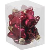 36x Sterretjes kersthangers/kerstballen rood/donkerrood van glas - 4 cm - mat/glans - Kerstboomversiering
