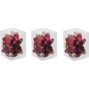 36x Sterretjes kersthangers/kerstballen rood/donkerrood van glas - 4 cm - mat/glans - Kerstboomversiering