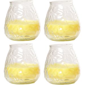 4x Citronella lowboy tuin/huis kaarsen in glas 10 cm - Binnen/buiten kaarsen - Anti muggen/insecten artikelen