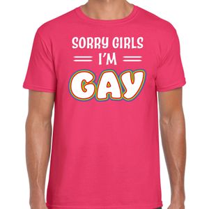 Bellatio Decorations Gay Pride t-shirt - heren - roze - Sorry girls - LHBTI/LHBTIQ