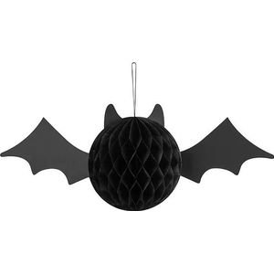 PartyDeco Halloween thema hangende vleermuis - zwart - papier - 45 cm
