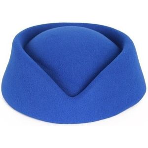 Blauw stewardess hoedje voor dames - Verkleedhoeden/Carnavalshoeden verkleed accessoire