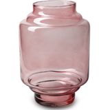 Jodeco Bloemenvaas Lotus - transparant roze - glas - D17 x H25 cm - trap vaas