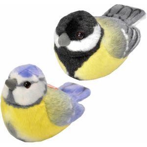 Set van 2x Stuks Pluche Vogels Knuffels van 14 cm met Geluid