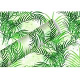 2x Inpakpapier/cadeaupapier wit/groene palmbomen print 200 x 70 cm - Cadeauverpakking kadopapier