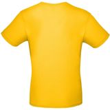 Set van 2x stuks geel basic t-shirt met ronde hals voor heren - katoen - 145 grams - gele shirts / kleding, maat: L (52)